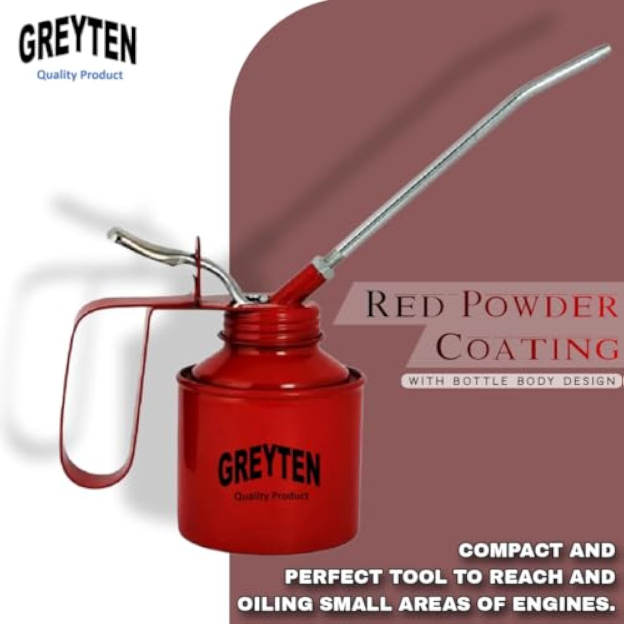 Manual Pump Steel Pistol Type Oiler Can with Straight Spouts